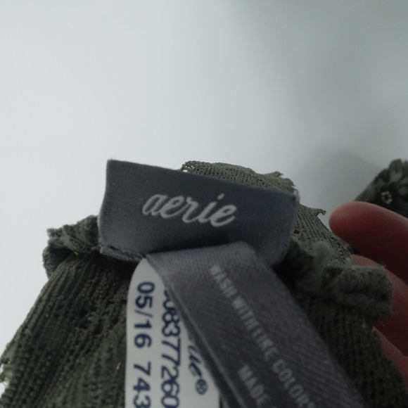 Aerie Bralette Womens M Green Lace Stretch Adjustable Straps‎ Cottagecore Boho - Picture 5 of 9
